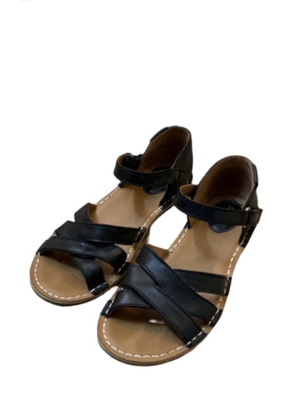 Clarks Black Leather Crisscross Ankle-Strap Sandals - Picture 5 of 5